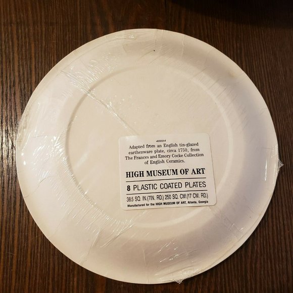New High Museum Of Art Atlanta Plastic Coated Paper Plates Yellow Blue Lot of 2 - Picture 7 of 10